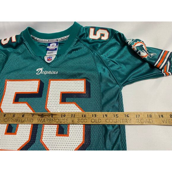 SEAU 55 Miami DOLPHINS NFL On Field Football REEBOK Jersey Youth Size S VINTAGE - Picture 4 of 9